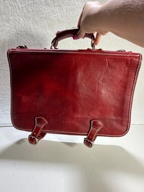 I Medici Firenze Leather Briefcase Document Bag Burgundy Red messenger bag
